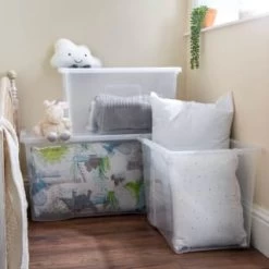 B&M Large Storage Box With Lid 110L - Clear -Home Products Store 284861 110l storage box with lid clear 5