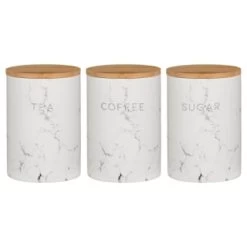 B&M Marble Effect Kitchen Canisters 3pc -Home Products Store 356820 storage canisters marble effect tea coffee sugar