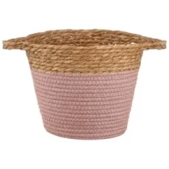B&M Small Two Tone Wicker Basket - Pink