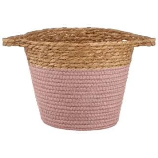 B&M Small Two Tone Wicker Basket - Pink 1 B&M Small Two Tone Wicker Basket - Pink