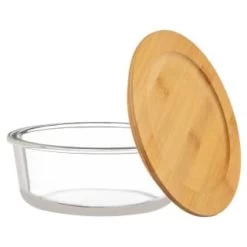 B&M Round Glass Food Containers With Bamboo Lid 2pk -Home Products Store 376822 2 round glass food containers