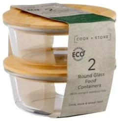 B&M Round Glass Food Containers With Bamboo Lid 2pk -Home Products Store 376822 2 round glass food containers 5