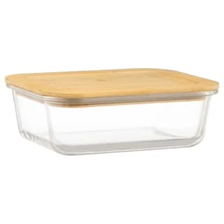 B&M Rectangular Glass Food Containers With Bamboo Lids 2pk 2 B&M Rectangular Glass Food Containers With Bamboo Lids 2pk - Image 2