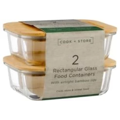 B&M Rectangular Glass Food Containers With Bamboo Lids 2pk 9 B&M Rectangular Glass Food Containers With Bamboo Lids 2pk -Home Products Store 376824 2pk regular glass food containers1