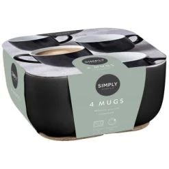 Simply Everyday Gloss Mugs 4pk - Black -Home Products Store 380121 4pk simply everyday mugs black 2