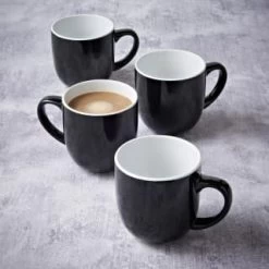 Simply Everyday Gloss Mugs 4pk - Black -Home Products Store 380121 4pk simply everyday mugs black