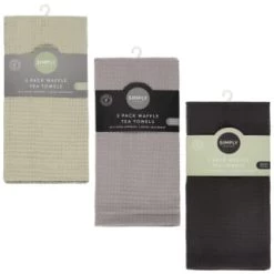 Simply Everyday Waffle Tea Towels 3pk - Grey -Home Products Store 380223 380224 380225 3pk simply everyday waffle teal towels main