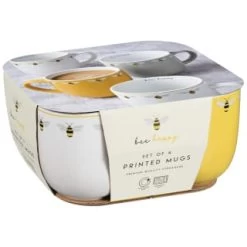 B&M Bee Happy Printed Mugs - 4pk -Home Products Store 380506 4pk printed mugs bee happy 2