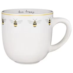 B&M Bee Happy Printed Mugs - 4pk -Home Products Store 380506 4pk printed mugs bee happy white