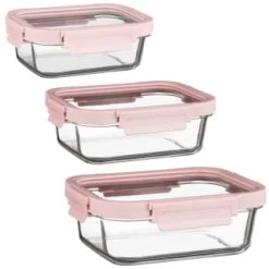 B&M Pink Glass Food Container - Large -Home Products Store 380659 380660 380661 glass food container pink large