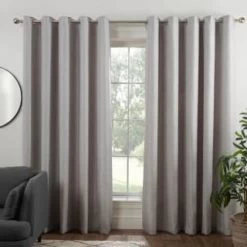 B&M Colorado Hopsack Fully Lined Silver Eyelet Curtains 66 X 90"