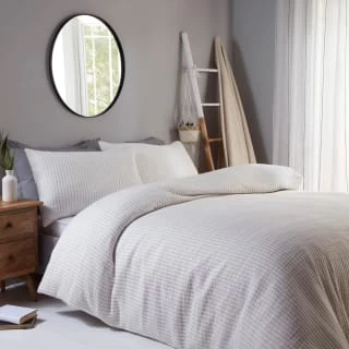 Elle Quilted Stitch King Duvet Set - White 1 Elle Quilted Stitch King Duvet Set - White