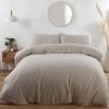 B&M Roma Brushed Herringbone Double Duvet Set - Natural
