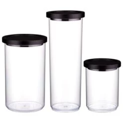 B&M Canister With Airtight Wooden Lid 750ml -Home Products Store 394622 394623 394624 1 7l canister with black lid group