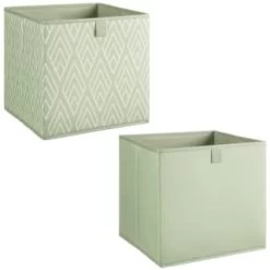 Lokken Printed Storage Cubes 2pk - Sage Diamond -Home Products Store 395843 2pk printed lokken storage cubes sage diamond 3