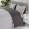 Simply Everyday Reversible Double Duvet Set With Pipe - Grey & Charcoal